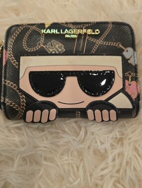 Karl Lagerfeld Black Pink Novelty Sunglasses Zip Wallet